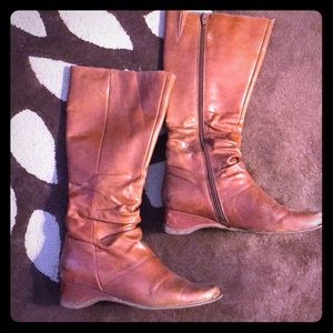 Brown half inch heeled boots